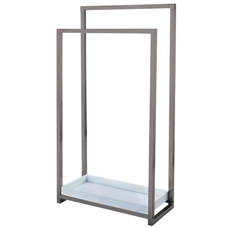Kingston Brass Pedestal 2-Tier Steel Construction Towel Rack W/ Wooden Case, Nickel SCC8268